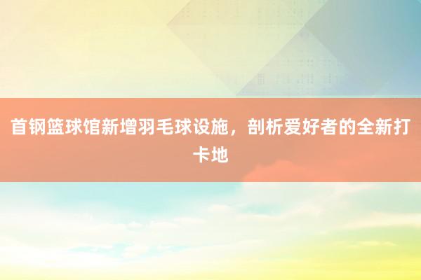 首钢篮球馆新增羽毛球设施，剖析爱好者的全新打卡地